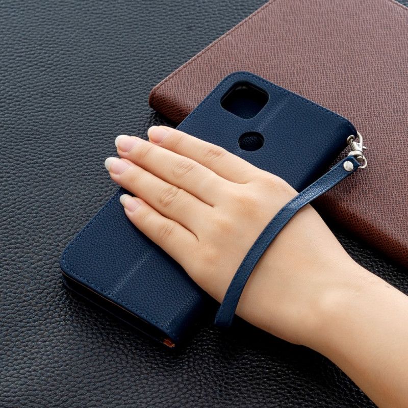 Flip Cover Læder for Xiaomi Redmi 9C Sort Lychee Skrå Flap