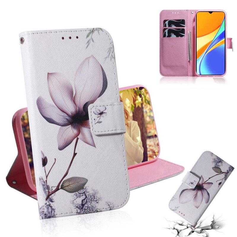 Flip Cover Læder Xiaomi Redmi 9C Gammel Rosenblomst