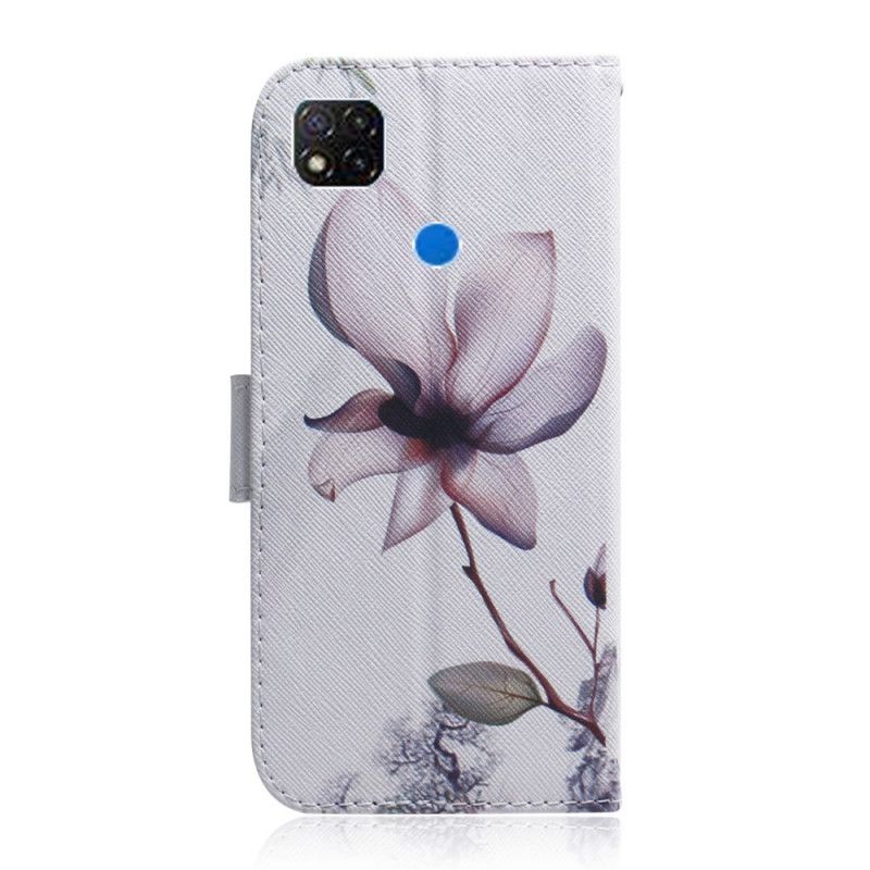 Flip Cover Læder Xiaomi Redmi 9C Gammel Rosenblomst