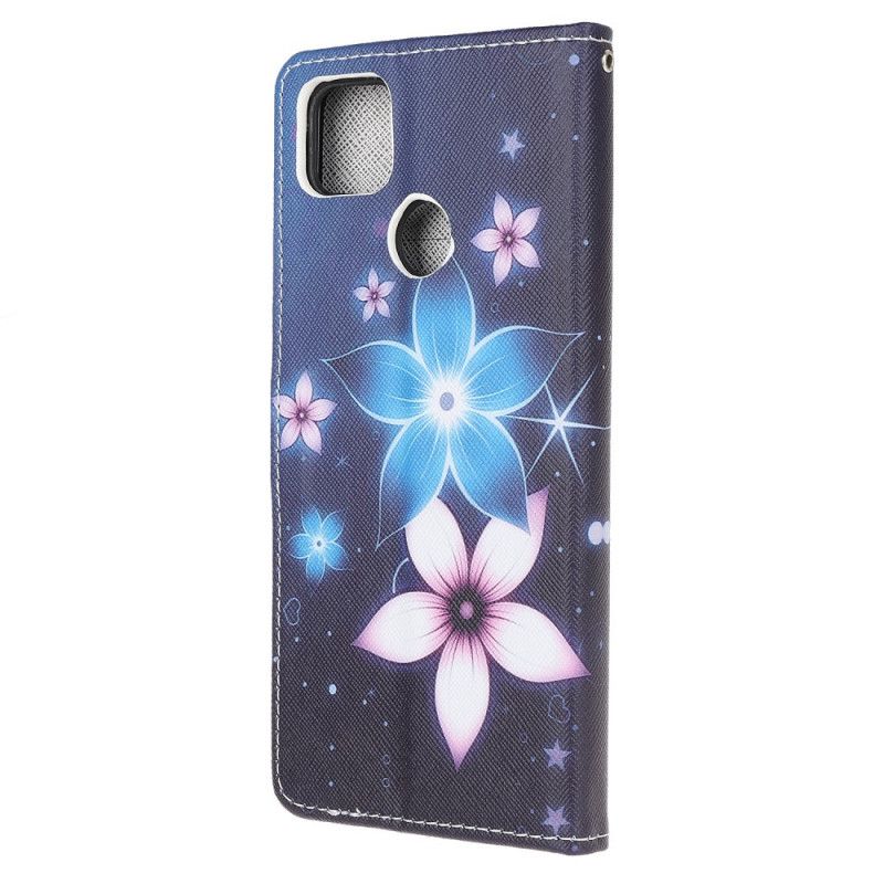 Flip Cover Læder Xiaomi Redmi 9C Måneblomster Med Rem