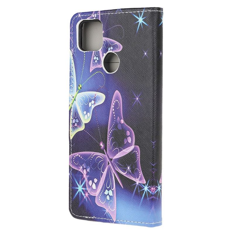 Flip Cover Læder Xiaomi Redmi 9C Neon Sommerfugle Beskyttelse