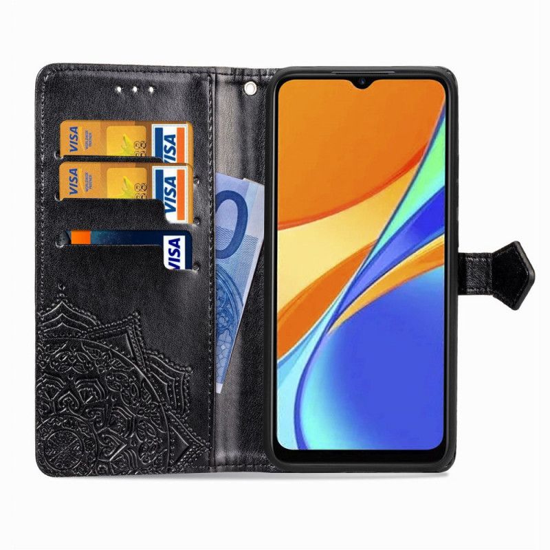 Flip Cover Læder Xiaomi Redmi 9C Sort Middelaldermandala Original