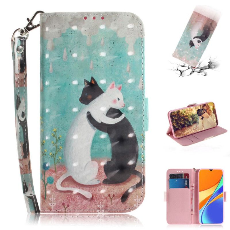 Flip Cover Læder Xiaomi Redmi 9C Thong Cat Friends