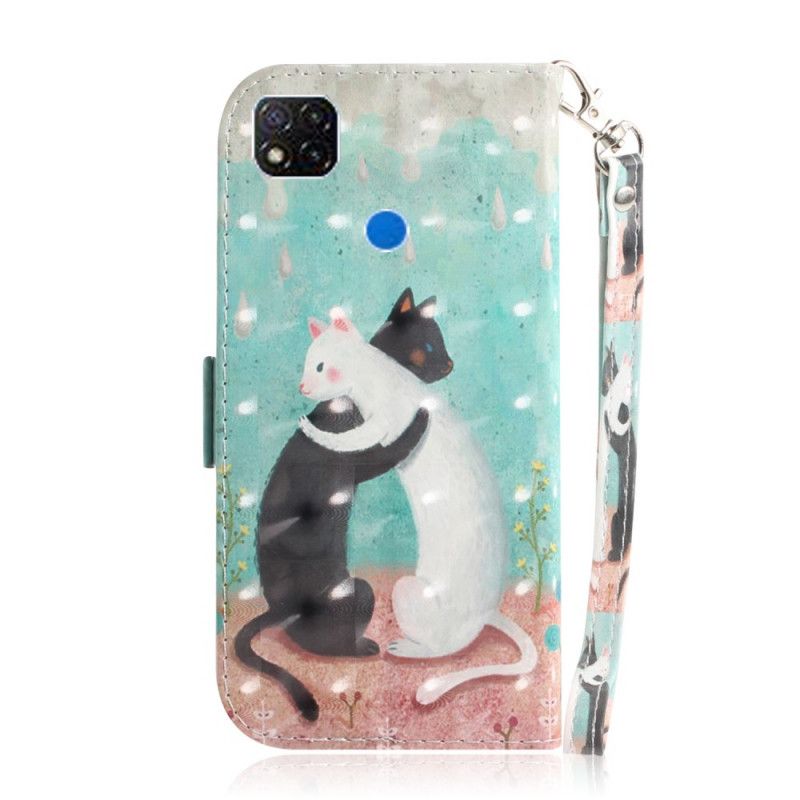 Flip Cover Læder Xiaomi Redmi 9C Thong Cat Friends