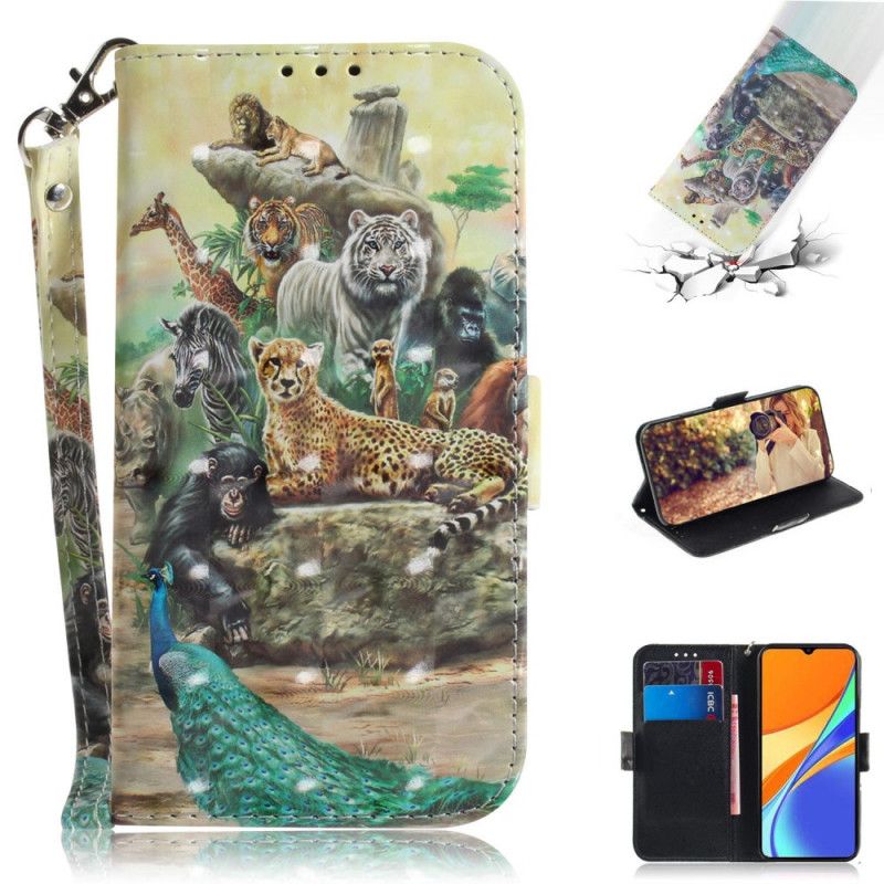 Flip Cover Læder Xiaomi Redmi 9C Thong Safari Dyr