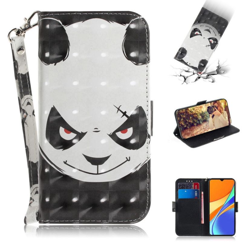 Flip Cover Læder Xiaomi Redmi 9C Vred Panda Med Rem Original