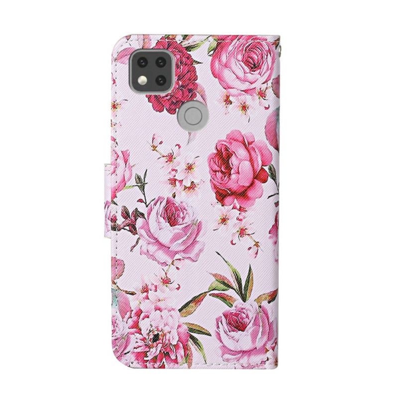 Flip Cover Xiaomi Redmi 9C Mobilcover Retro Frihedsblomster