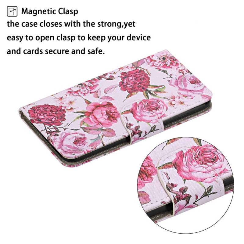 Flip Cover Xiaomi Redmi 9C Mobilcover Retro Frihedsblomster