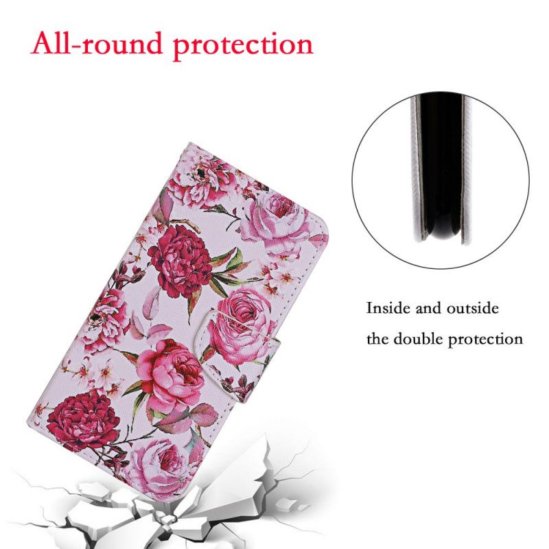 Flip Cover Xiaomi Redmi 9C Mobilcover Retro Frihedsblomster