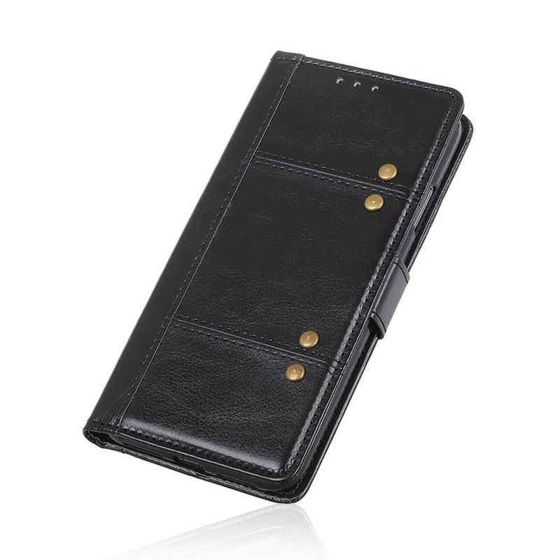 Flip Cover Xiaomi Redmi 9C Sort Mobilcover Antik Lædereffektversion