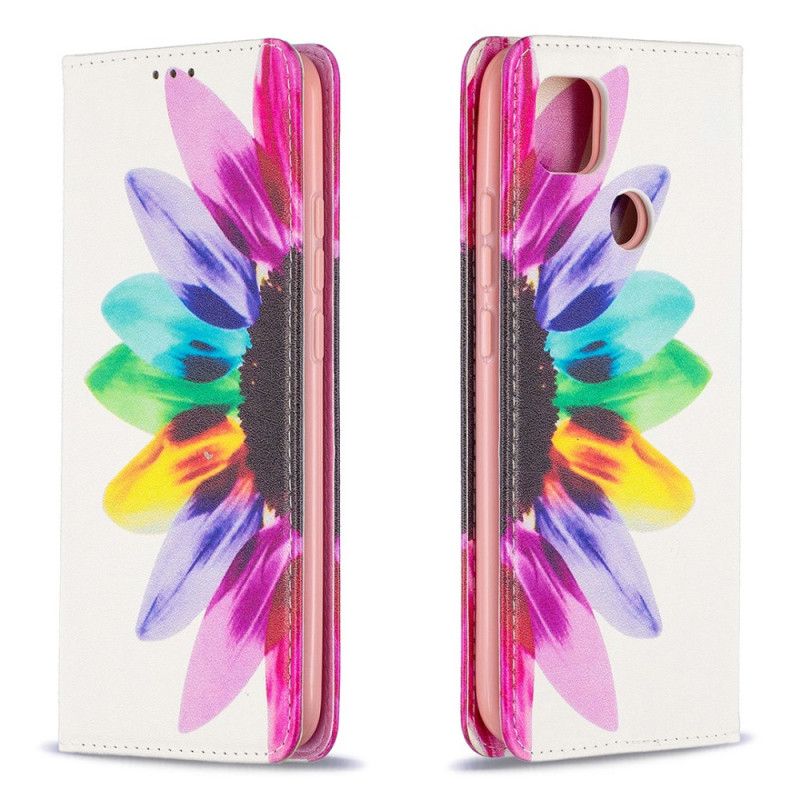 Læder Cover for Xiaomi Redmi 9C Akvarelblomst