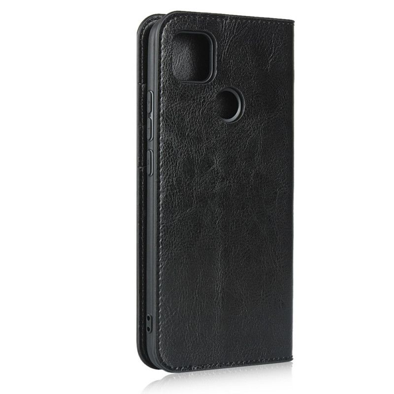 Læder Cover for Xiaomi Redmi 9C Sort Ægte Læder