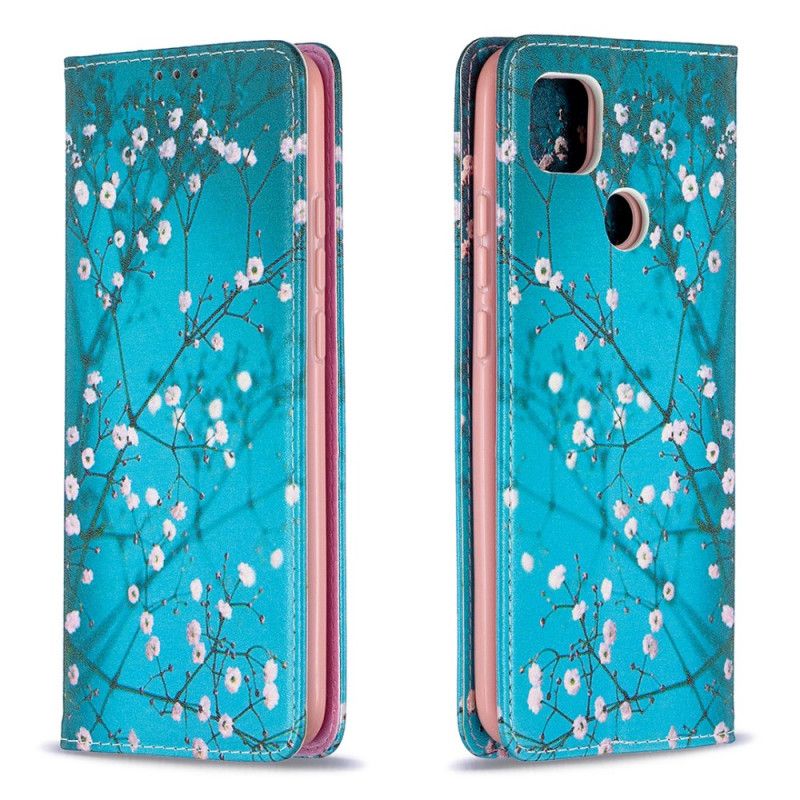 Læder Cover Xiaomi Redmi 9C Blomstrende Grene