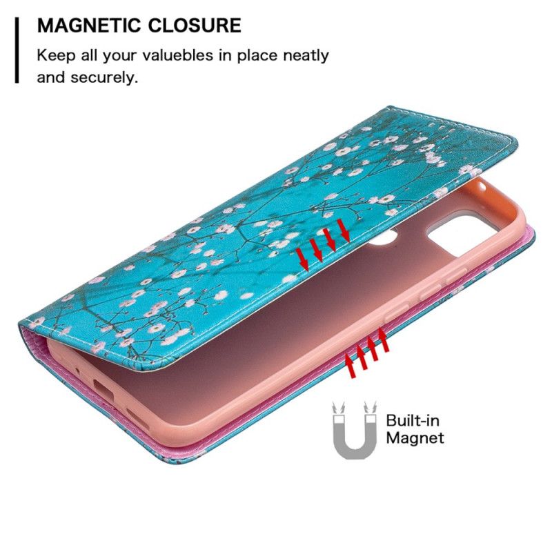 Læder Cover Xiaomi Redmi 9C Blomstrende Grene