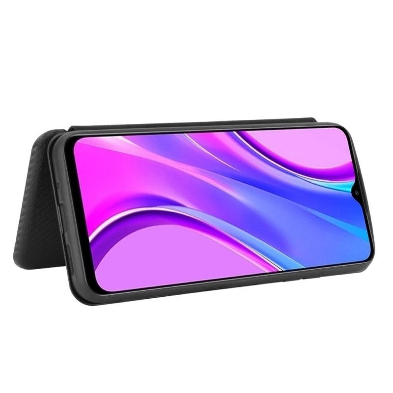 Læder Cover Xiaomi Redmi 9C Sort Mobilcover Farvet Kulstofsilikon