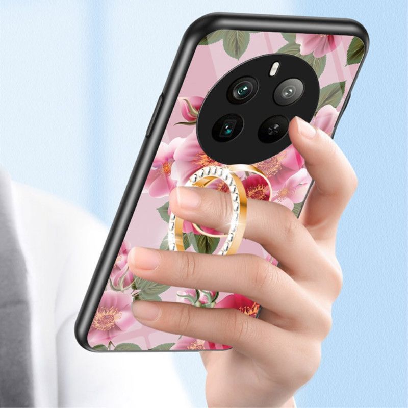 Cover Realme 12 Pro / 12 Pro Plus Blomsterring-holder Af Hærdet Glas