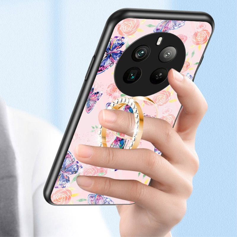 Cover Til Realme 12 Pro / 12 Pro Plus Ring-support Butterfly Series Af Hærdet Glas