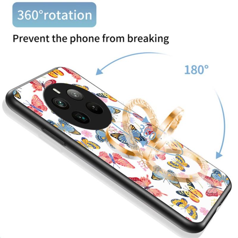 Cover Til Realme 12 Pro / 12 Pro Plus Ring-support Butterfly Series Af Hærdet Glas