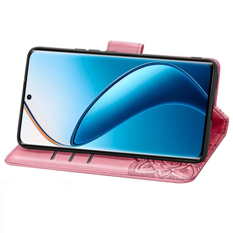 Flip Cover Realme 12 Pro / 12 Pro Plus Stor Sommerfugl Med Rem