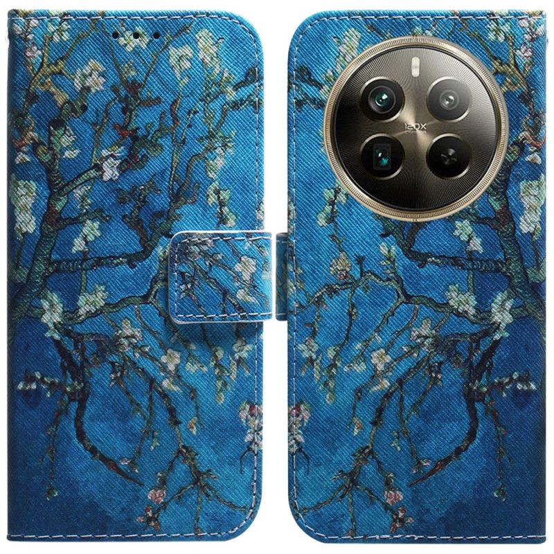 Læder Cover Realme 12 Pro / 12 Pro Plus Telefon Etui Abrikosblomster