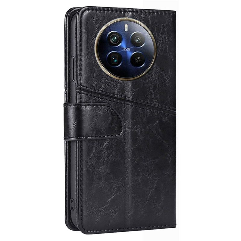 Læder Cover Realme 12 Pro / 12 Pro Plus Telefon Etui Geometrisk Design