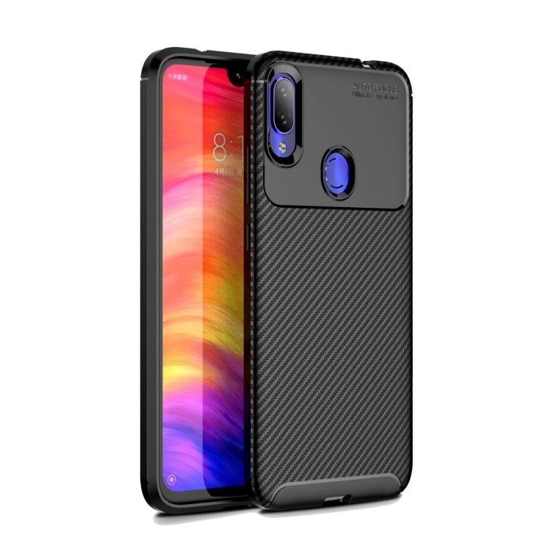 Cover for Xiaomi Redmi Note 7 Sort Fleksibel Kulfibertekstur