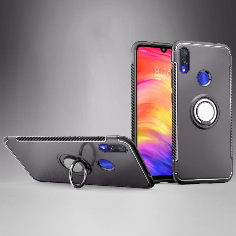 Cover for Xiaomi Redmi Note 7 Sort Kulfiberring