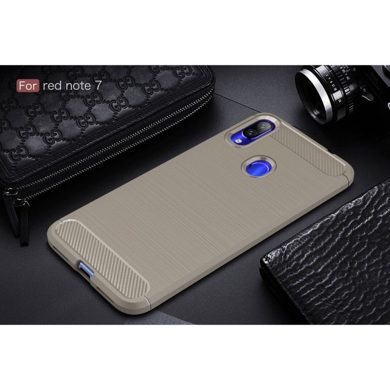 Cover Xiaomi Redmi Note 7 Sort Børstet Kulfiber