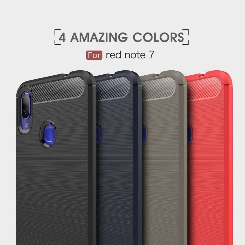 Cover Xiaomi Redmi Note 7 Sort Børstet Kulfiber