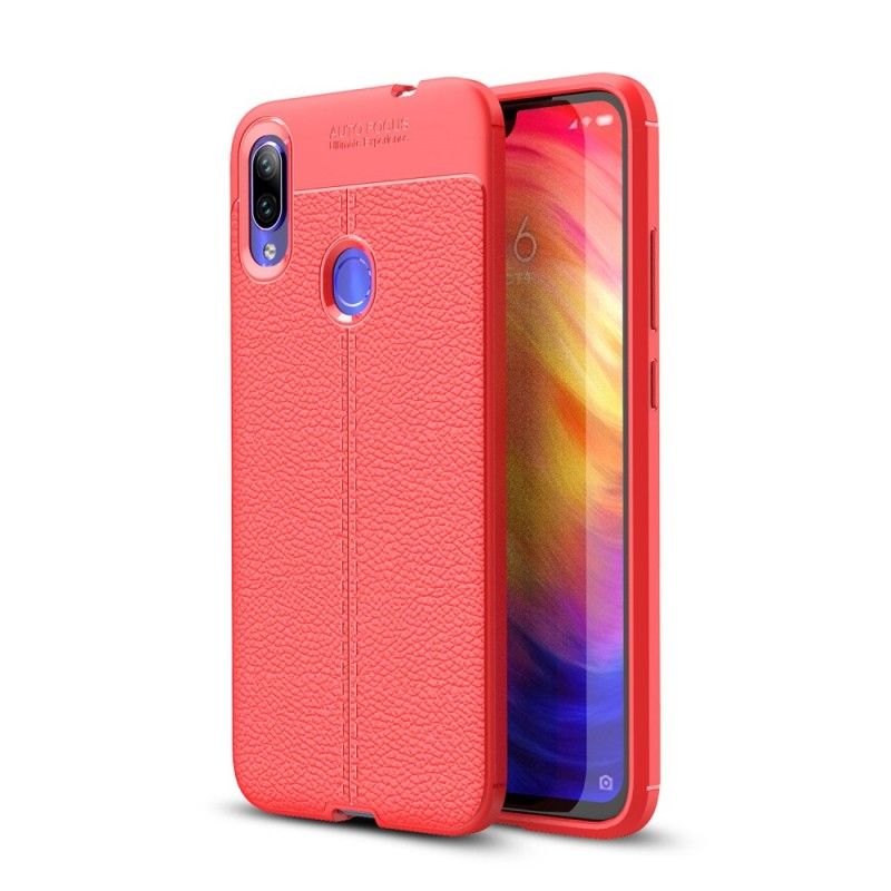 Cover Xiaomi Redmi Note 7 Sort Dobbeltlinjeret Lychee-Lædereffekt Original