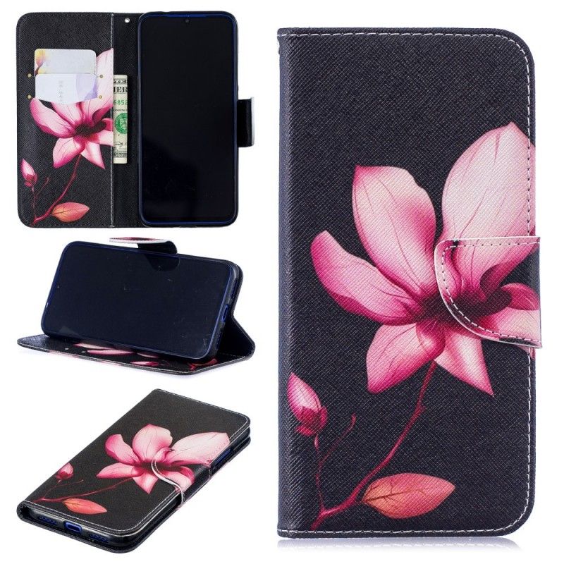 Flip Cover Læder for Xiaomi Redmi Note 7 Lyserød Blomst