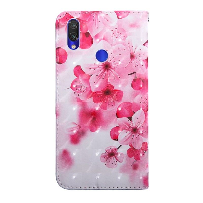 Flip Cover Læder for Xiaomi Redmi Note 7 Lyserøde Blomster