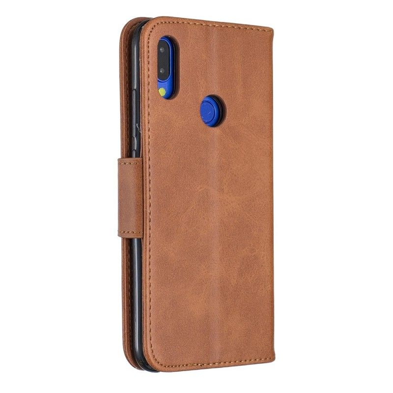 Flip Cover Læder Xiaomi Redmi Note 7 Sort Glat Skrå Flap Beskyttelse