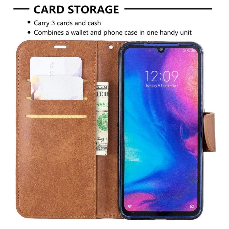 Flip Cover Læder Xiaomi Redmi Note 7 Sort Glat Skrå Flap Beskyttelse