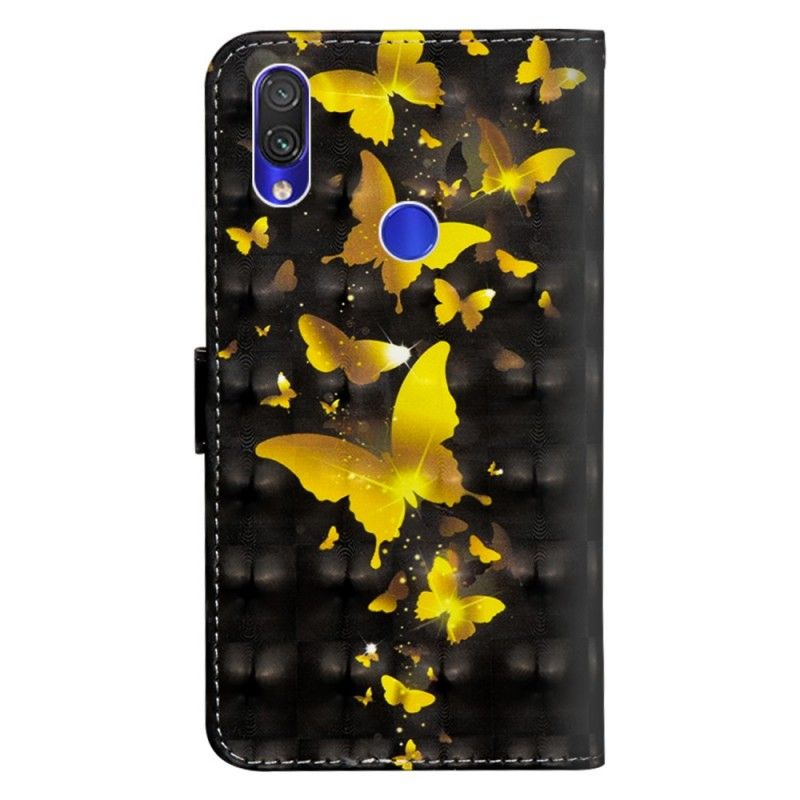 Flip Cover Xiaomi Redmi Note 7 Mobilcover Gule Sommerfugle