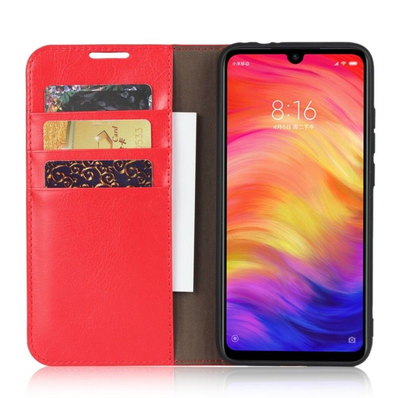 Læder Cover Xiaomi Redmi Note 7 Sort Ægte Ældet Læder