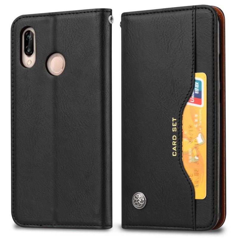 Læder Cover Xiaomi Redmi Note 7 Sort Kortholder I Kunstlæder Beskyttelse