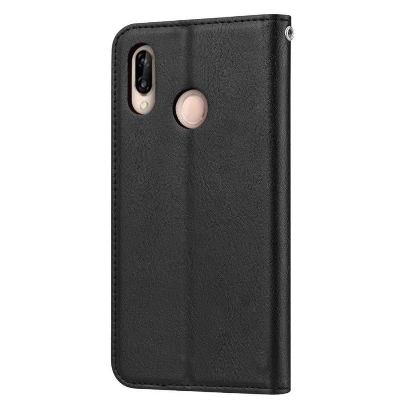 Læder Cover Xiaomi Redmi Note 7 Sort Kortholder I Kunstlæder Beskyttelse