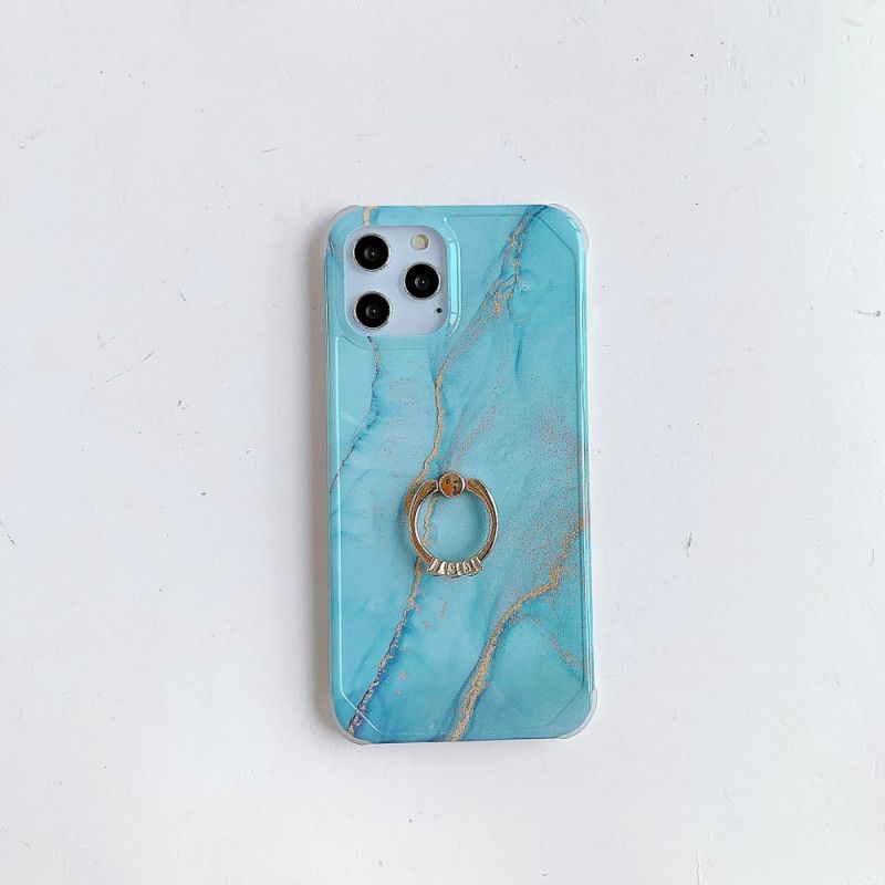 Cover for iPhone 11 Pro Max Hvid Ringstativ Marmor Stil