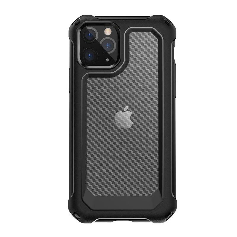 Cover for iPhone 11 Pro Max Sort Gennemsigtig Kulfibertekstur