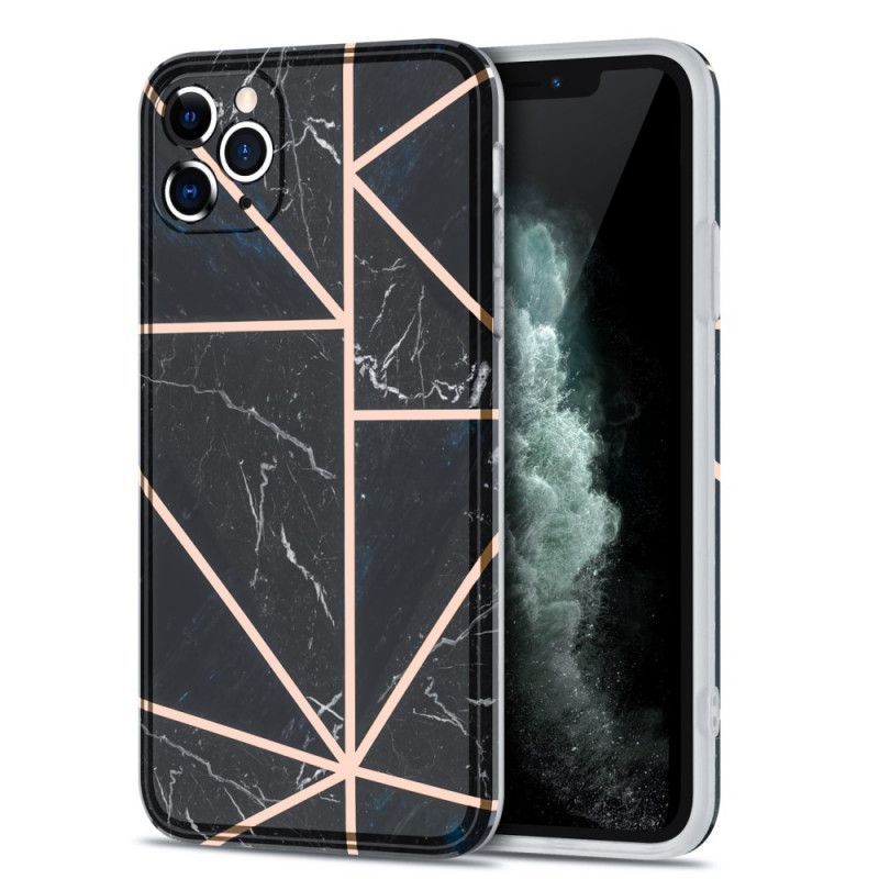 Cover for iPhone 11 Pro Max Sort Marmor Prangende Geometri