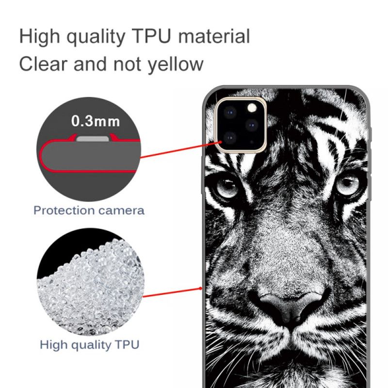 Cover for iPhone 11 Pro Max Sort Og Hvid Tiger