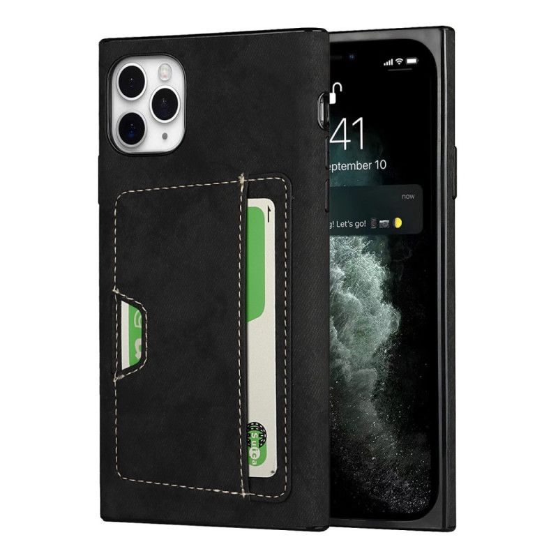 Cover for iPhone 11 Pro Max Sort Silikone- Og Fløjlkortholder