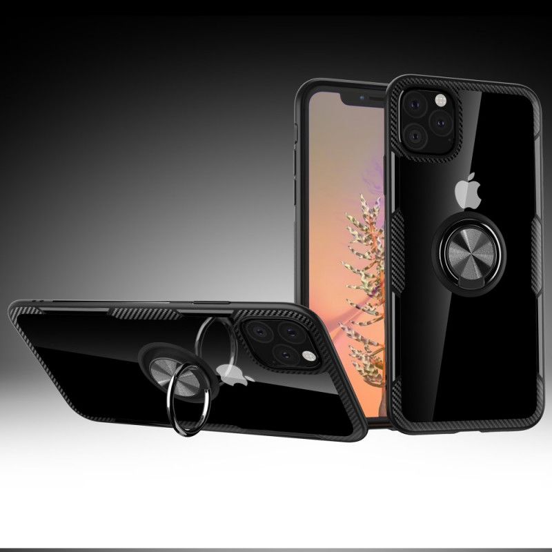 Cover for iPhone 11 Pro Max Sort Støttering Med Metaleffektkanter