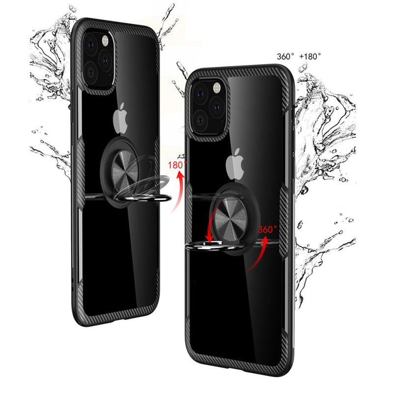 Cover for iPhone 11 Pro Max Sort Støttering Med Metaleffektkanter