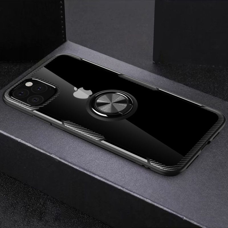 Cover for iPhone 11 Pro Max Sort Støttering Med Metaleffektkanter