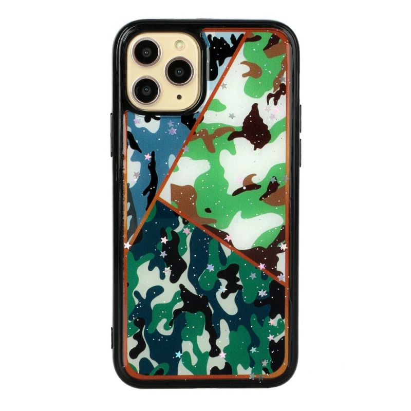 Cover iPhone 11 Pro Max Grøn Silikone Og Epoxymarmor Camouflage