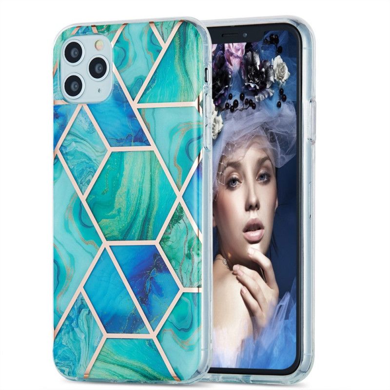 Cover iPhone 11 Pro Max Hvid Silikone Marmor Geometri