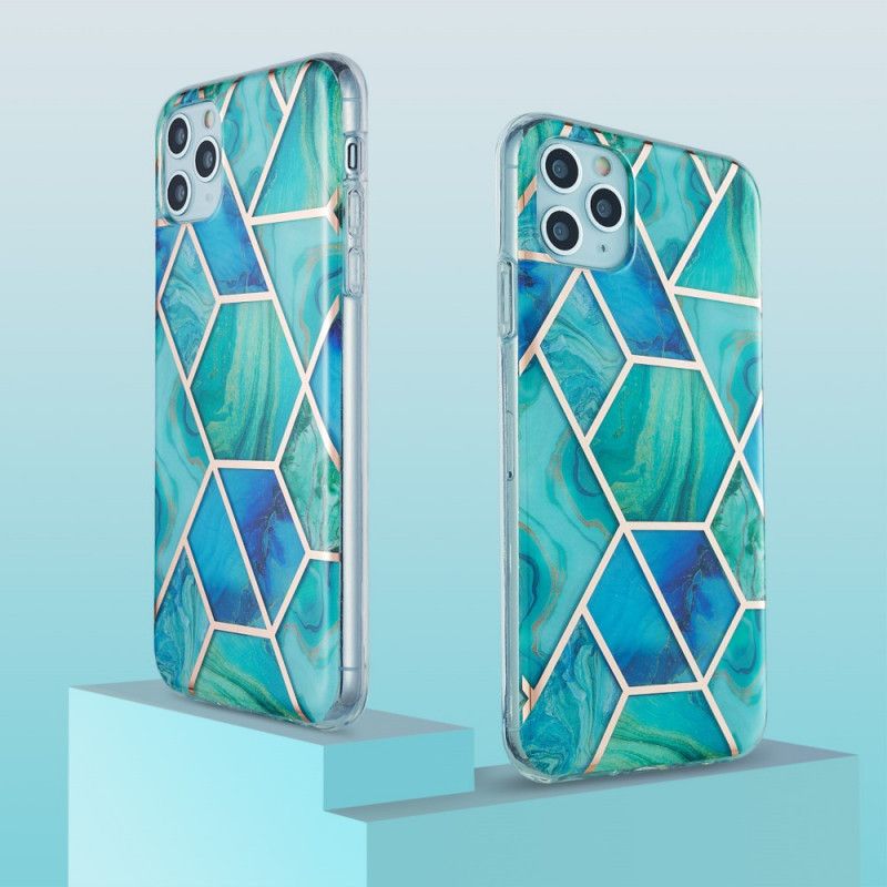 Cover iPhone 11 Pro Max Hvid Silikone Marmor Geometri