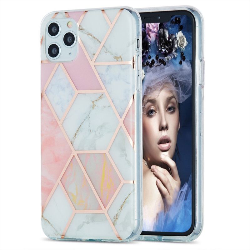 Cover iPhone 11 Pro Max Hvid Silikone Marmor Geometri